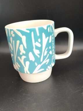 Starbucks 2016 Matte Teal Floral Stackable Mug - 12oz